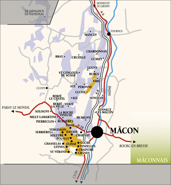 Map over the Mâconnais.